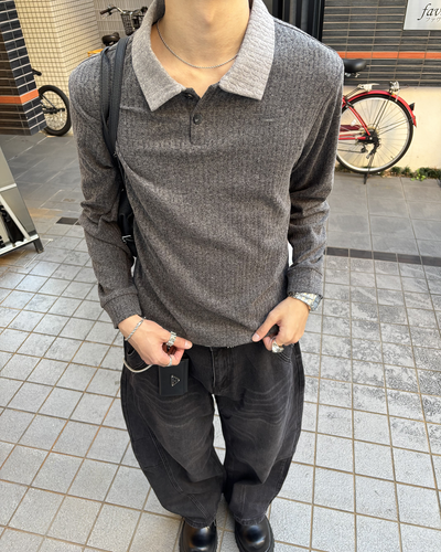 バイカラーポロニットスリーブ HS0531