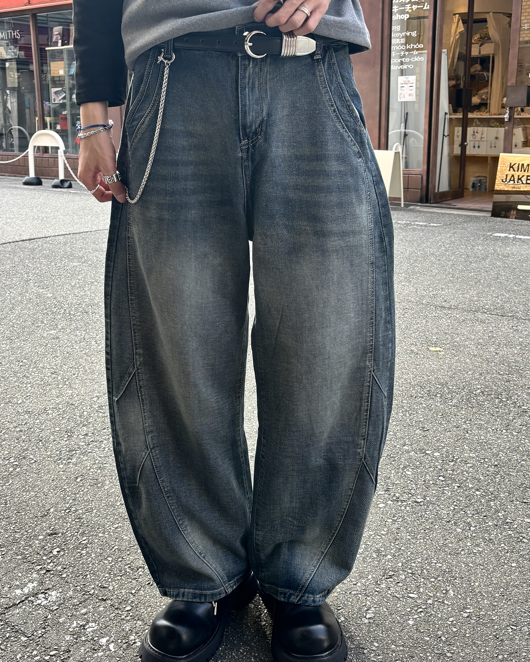 ウォッシュワイドレッグパンツ HS0555