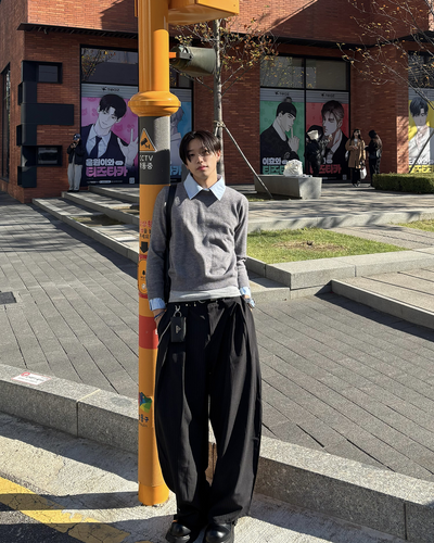フェイクツーピースニットカラーセーター HS0593