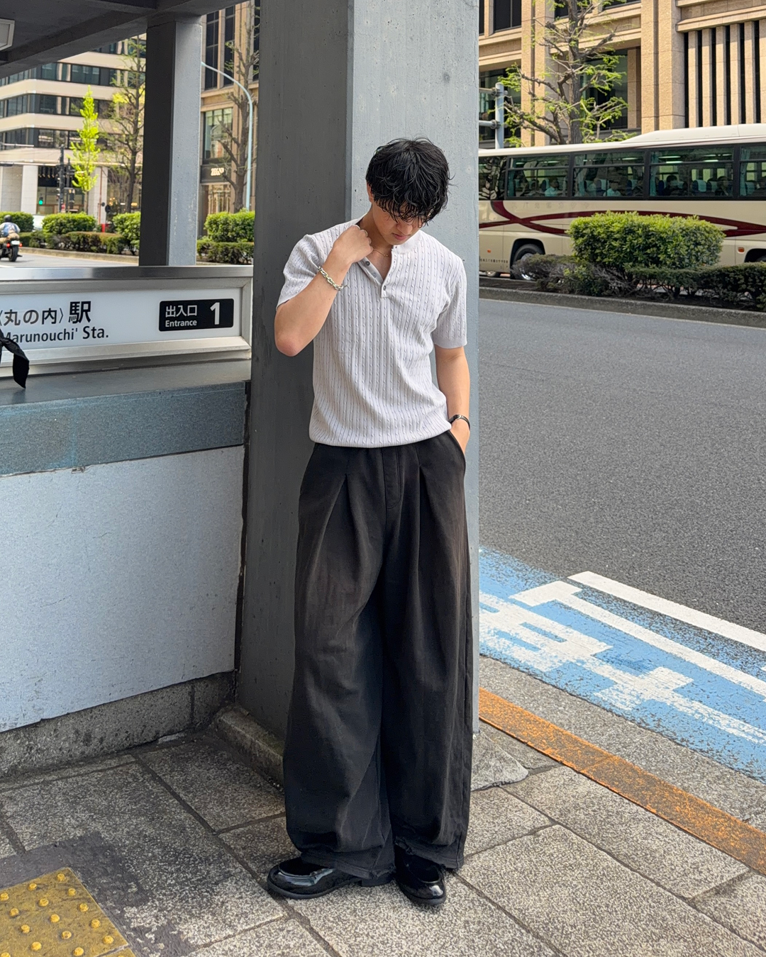 ヘンリーネックハーフスリーブニットポロ HT0023