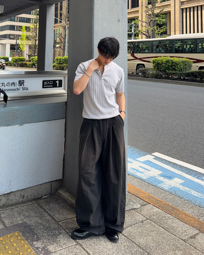 ヘンリーネックハーフスリーブニットポロ HT0023