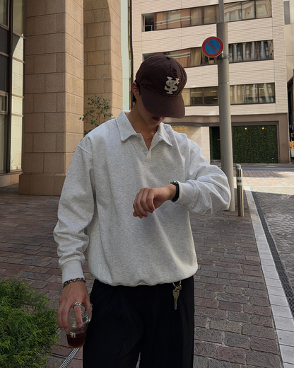 襟付きヘンリーネックスウェット HT0029
