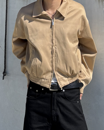 シンプルラペルジッパーショートジャケット HW0023