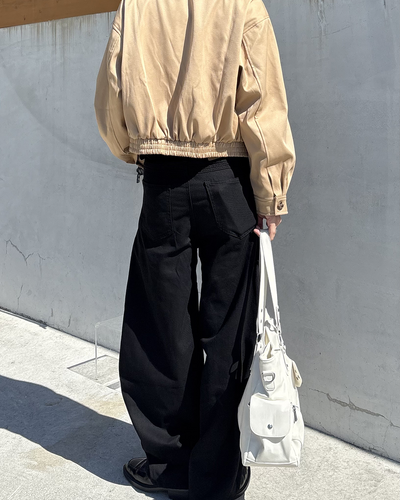 ルーズシルエットワイドレッグシザードレープパンツ HW0063