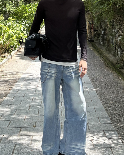 ハイウエストルーズストレートレッグモップパンツ HW0064