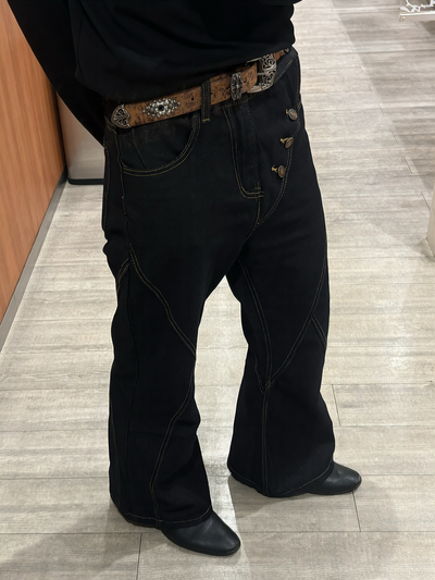 アメリカンストリートアシンメトリーデニムパンツ HW0103