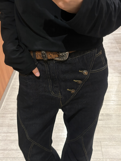 アメリカンストリートアシンメトリーデニムパンツ HW0103