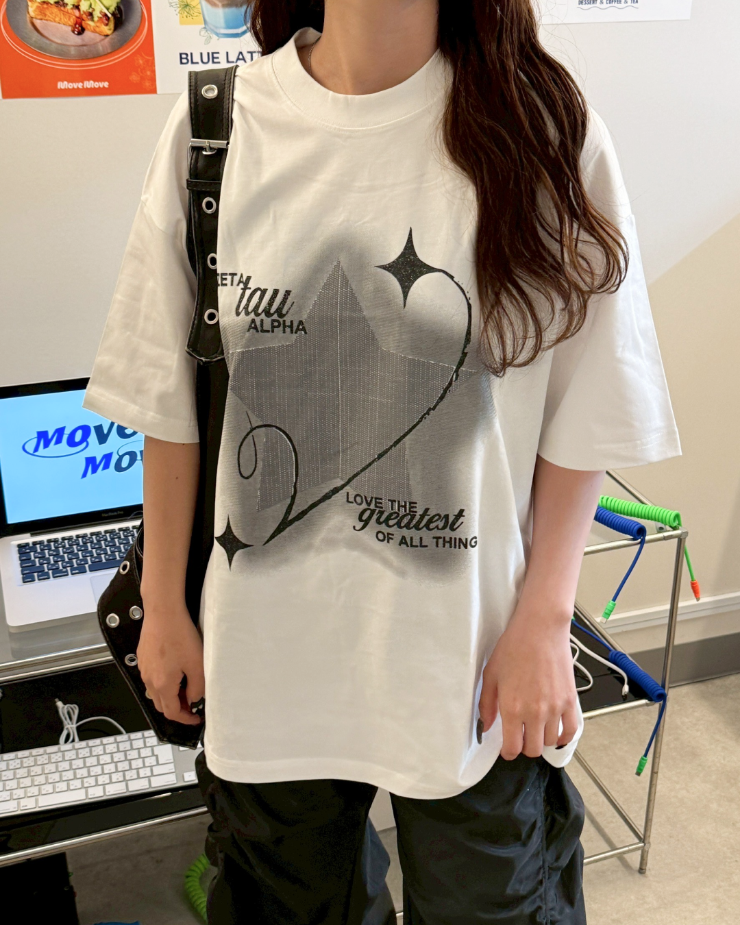 スタープリントオーバーサイズTシャツ HZ0158