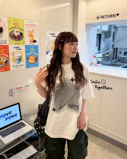 スタープリントオーバーサイズTシャツ HZ0158