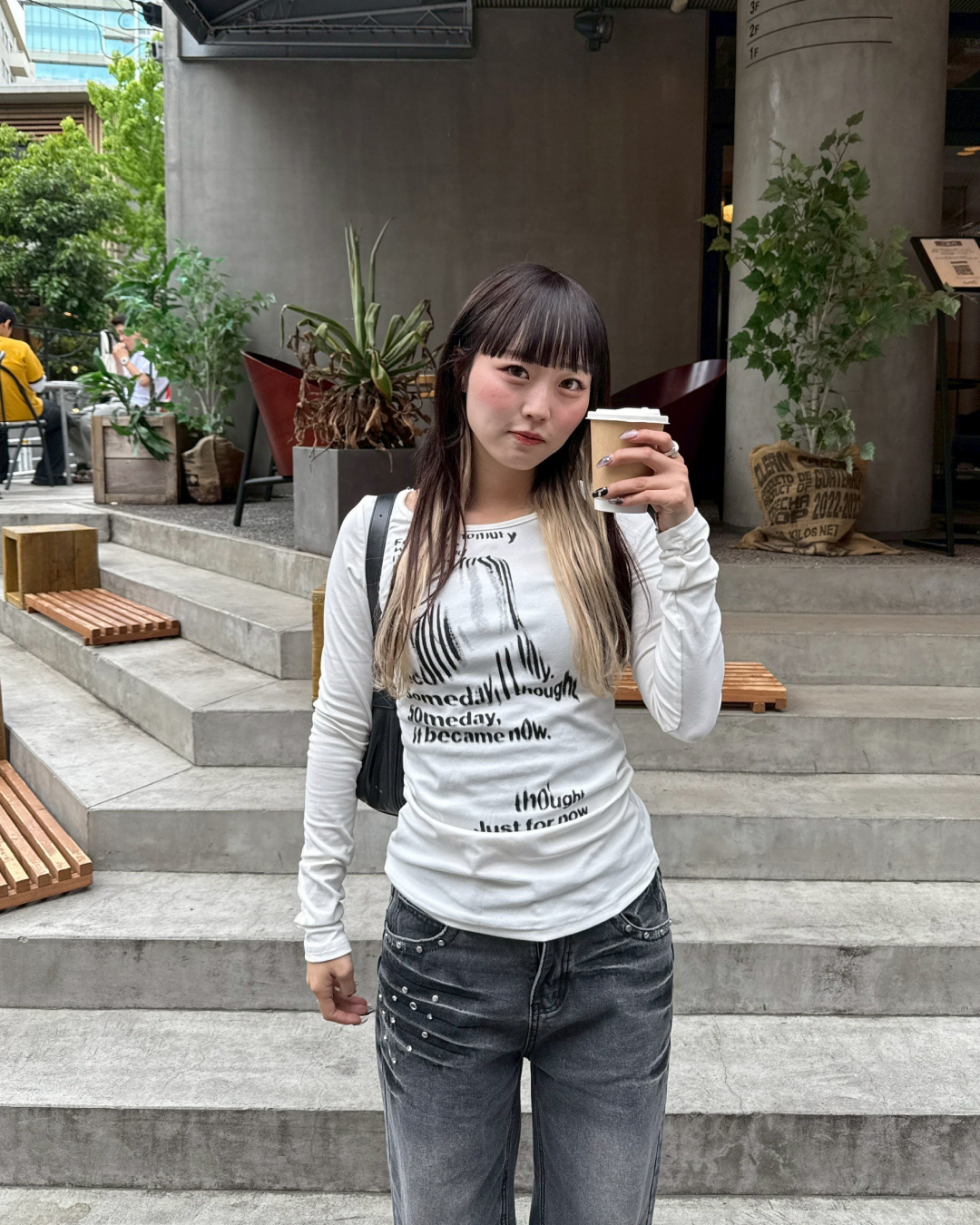 フェードグラフィックプリントTシャツ HZ0173