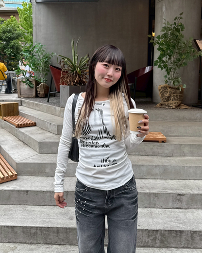 フェードグラフィックプリントTシャツ HZ0173