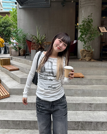 フェードグラフィックプリントTシャツ HZ0173