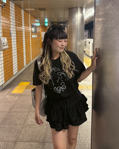 リボンモチーフプリントTシャツ HZ1006