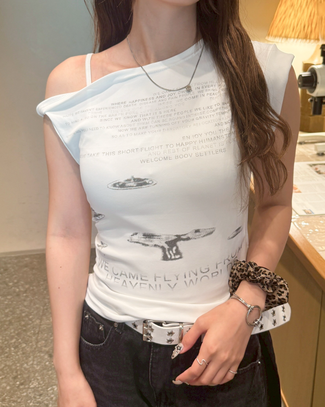 ワンショルダーリラックスTシャツ HZ2020