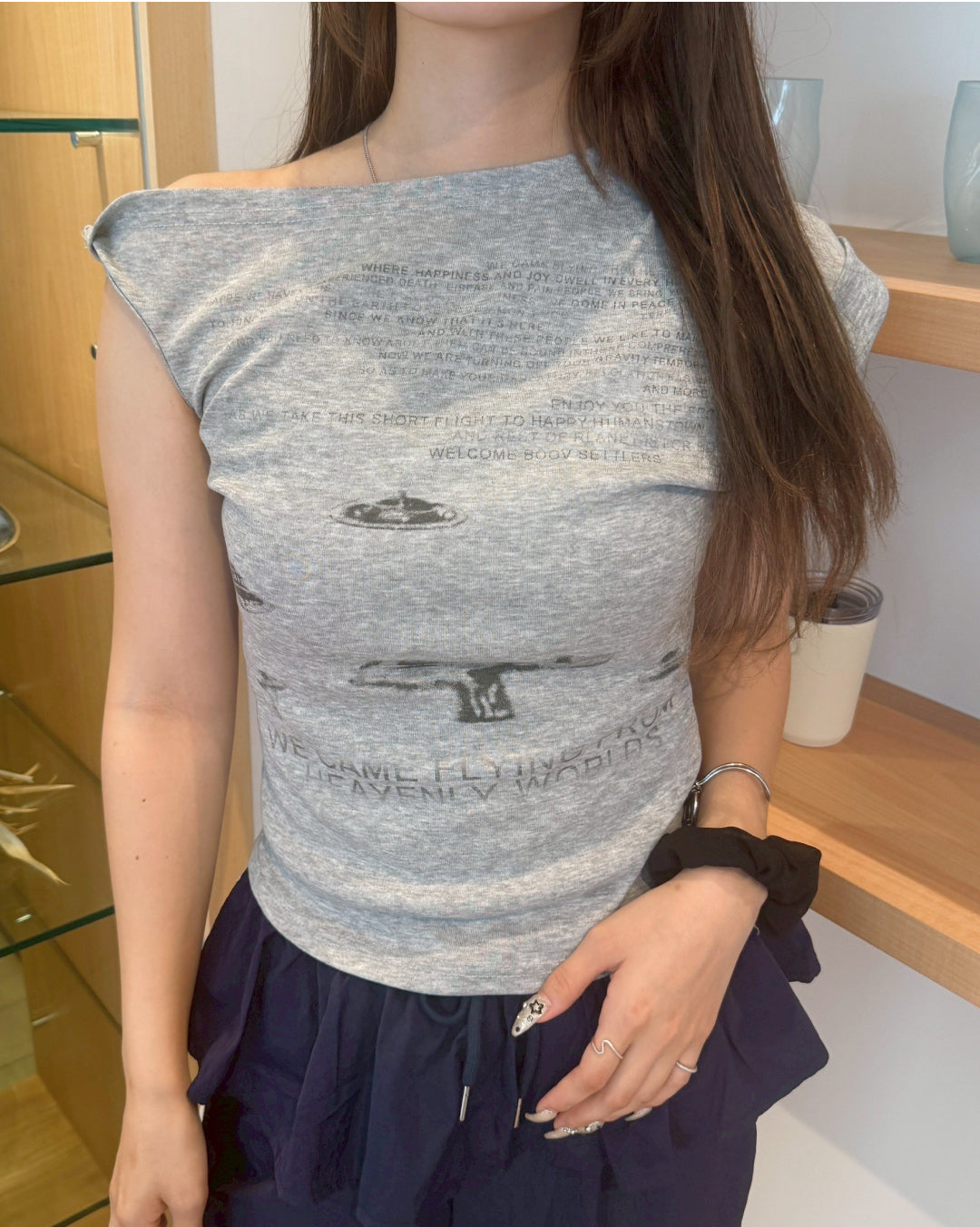 ワンショルダーリラックスTシャツ HZ2020