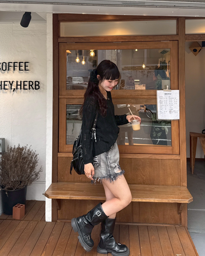 ハイダメージデニムショートパンツ HZ2049