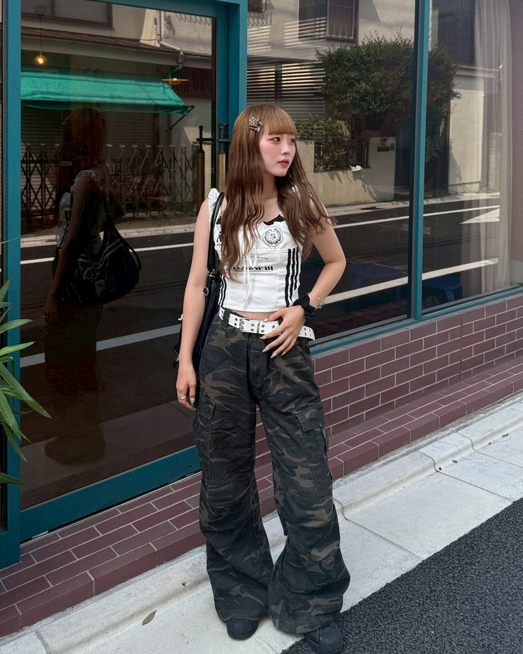 IMPRE STORE 迷彩柄カジュアルパンツ サイドジップデザイン迷彩柄パンツ 春 夏[品番：SHNW0011598