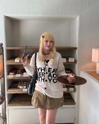 ロゴニットバイカラーカーディガン HZ3001