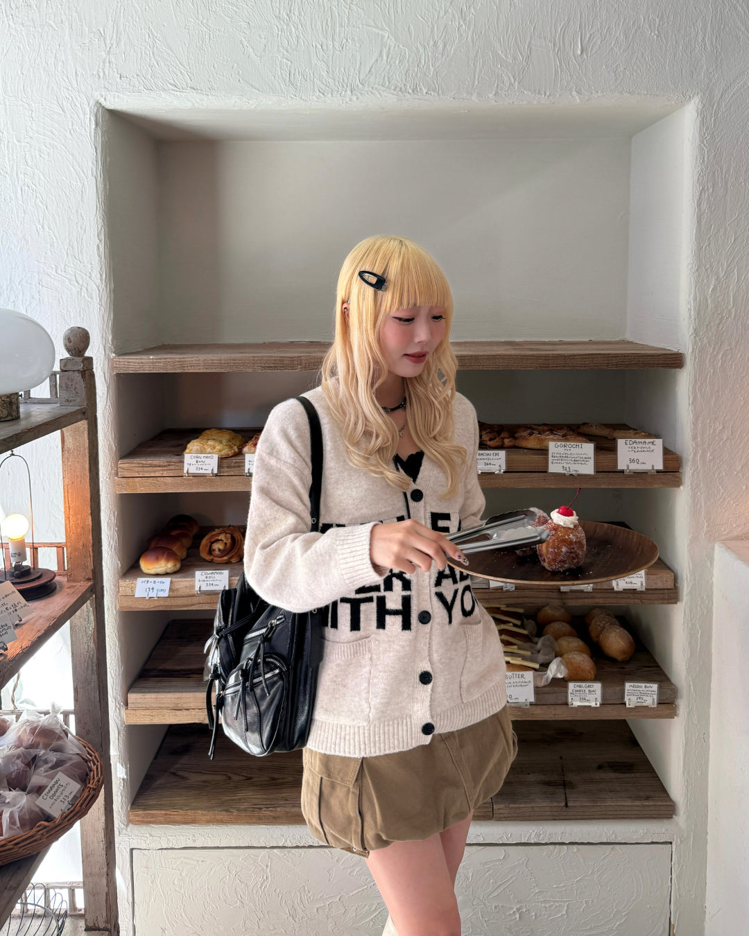 ロゴニットバイカラーカーディガン HZ3001