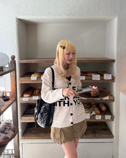 ロゴニットバイカラーカーディガン HZ3001