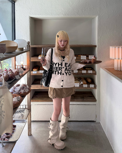 ロゴニットバイカラーカーディガン HZ3001