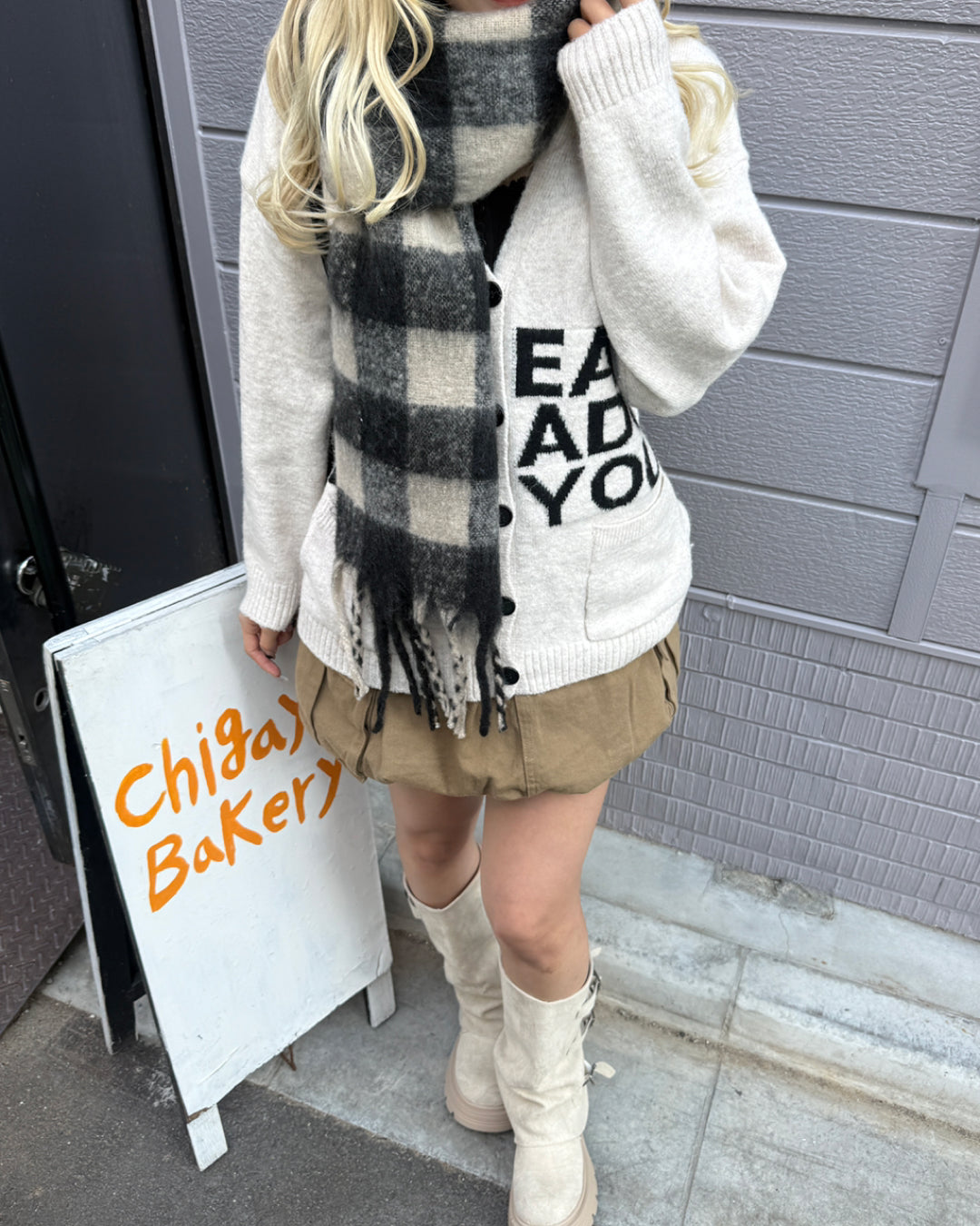 ブロックチェックマフラー HZ3003