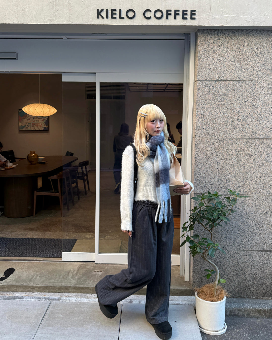 オンブレチェックマフラー HZ3004