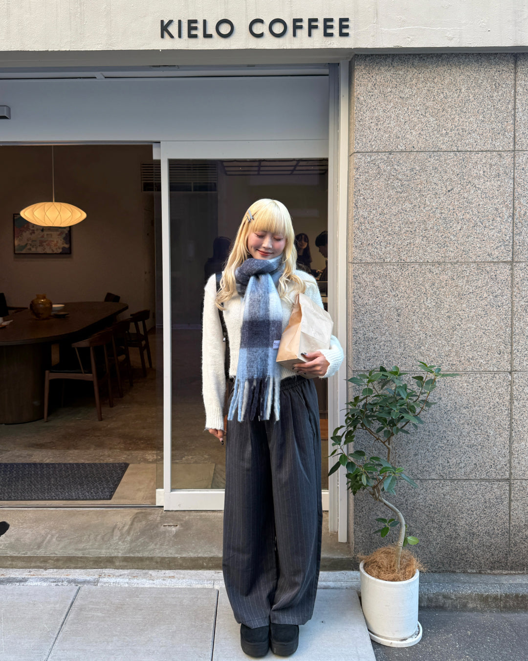 オンブレチェックマフラー HZ3004