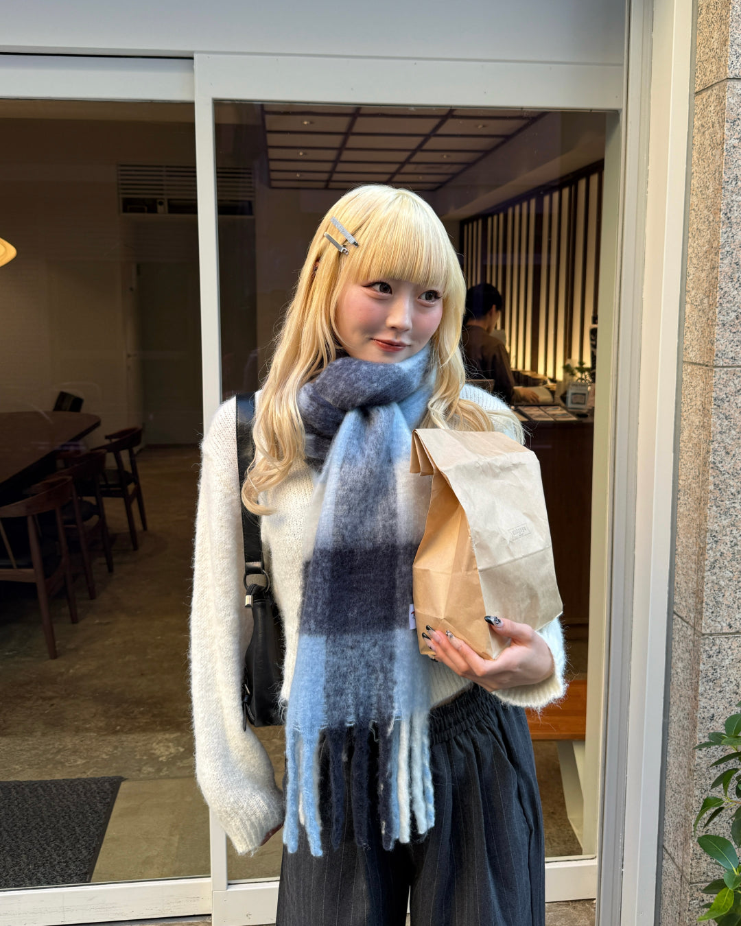 オンブレチェックマフラー HZ3004