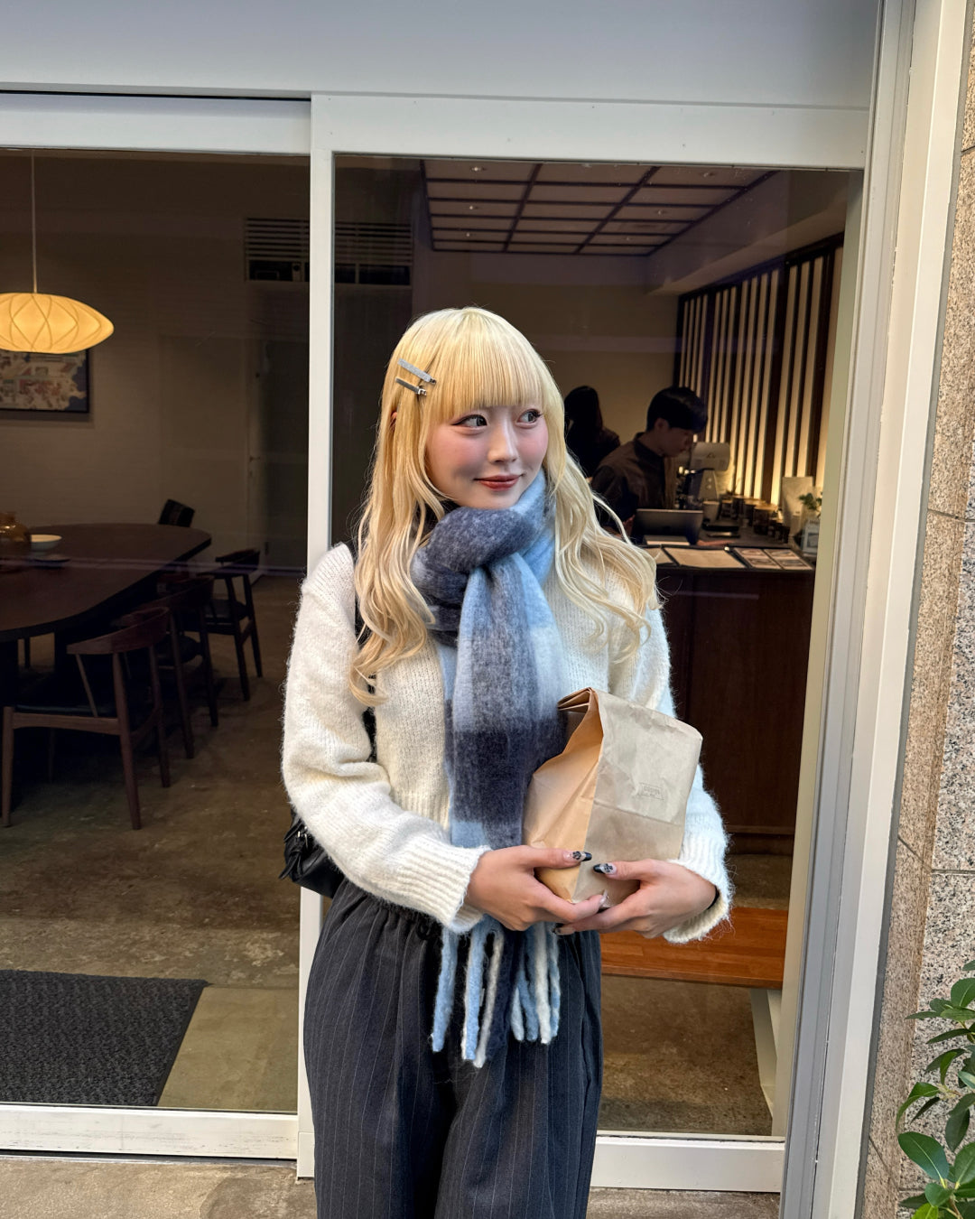 オンブレチェックマフラー HZ3004