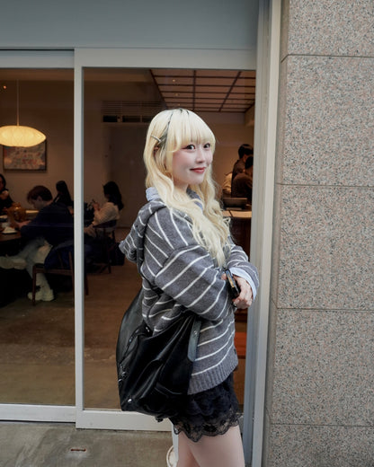 ボーダーVネックニットカーディガン HZ3011