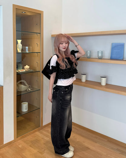 レトロウォッシュボーイフレンドデニムパンツ HZ3072