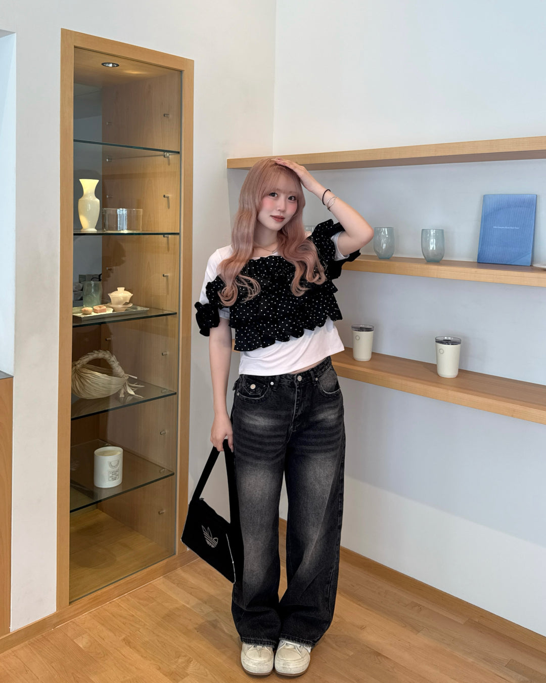 レトロウォッシュボーイフレンドデニムパンツ HZ3072