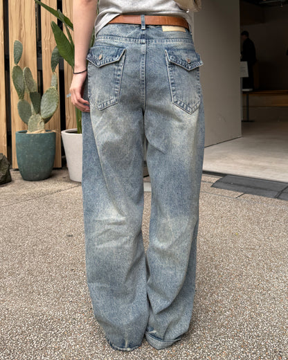 レトロウォッシュボーイフレンドデニムパンツ HZ3072