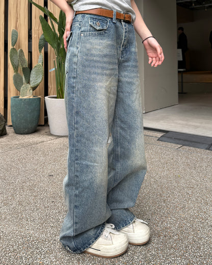レトロウォッシュボーイフレンドデニムパンツ HZ3072