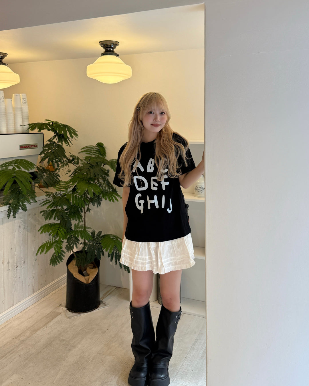 ハイストリートオーバーレタープリントTシャツ HZ3106