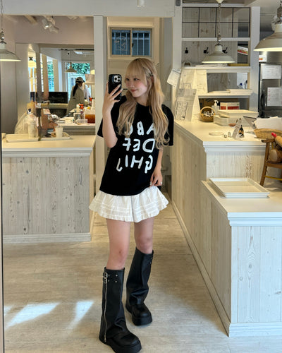 ハイストリートオーバーレタープリントTシャツ HZ3106