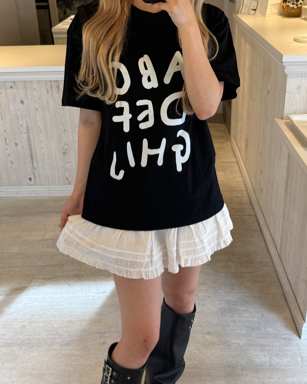 ハイストリートオーバーレタープリントTシャツ HZ3106
