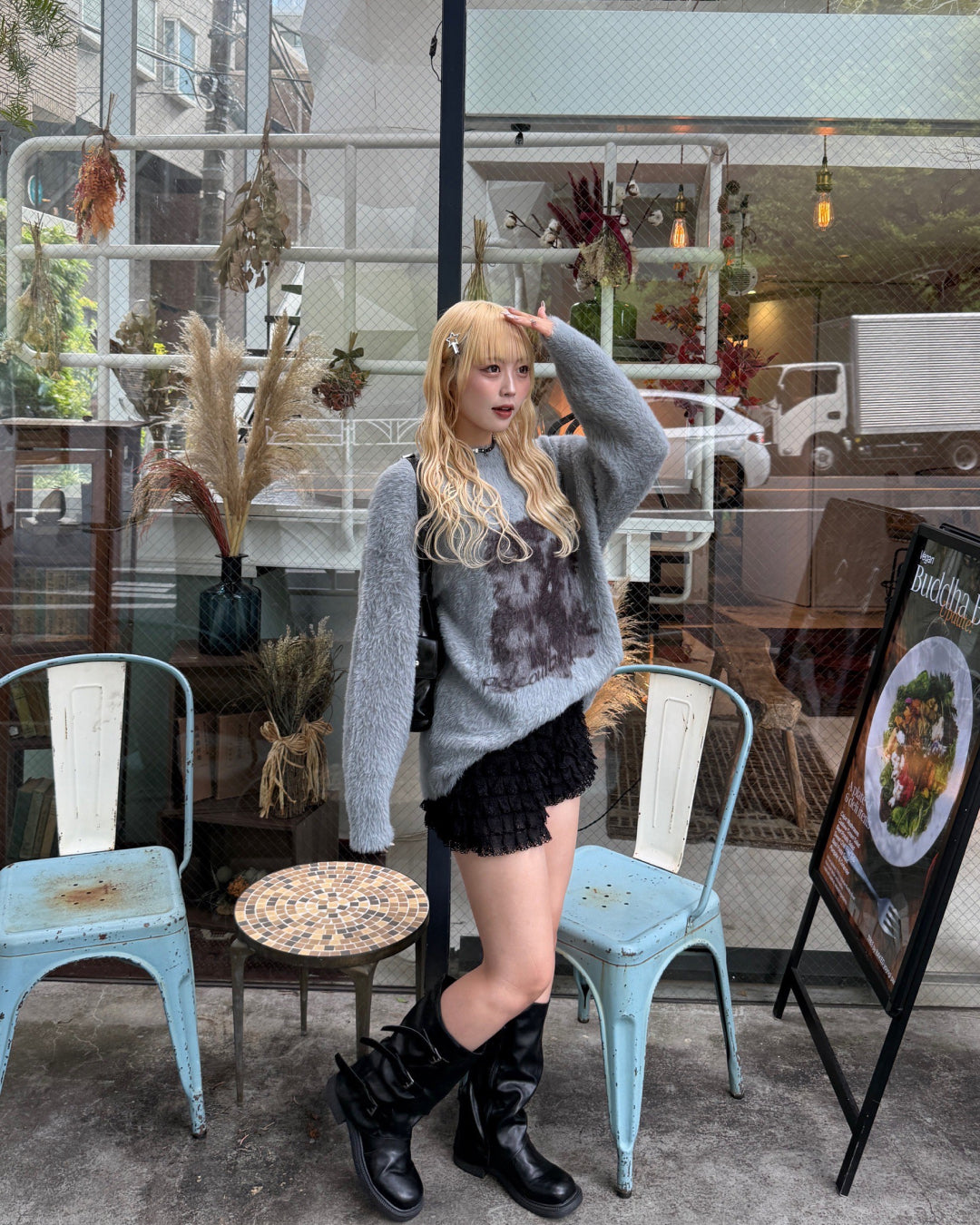 美品⭐︎YONFA⭐︎ヨンファ⭐︎レイヤードシャーリングニット 楽天市場】YONFA / ヨンファ | フリルネック レイヤード シャーリング