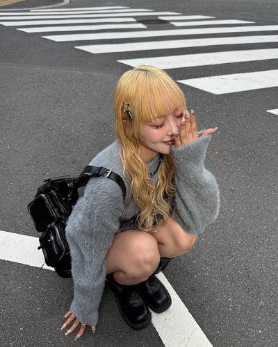 【即納】ドッグプリントシャギーニット HZ5007