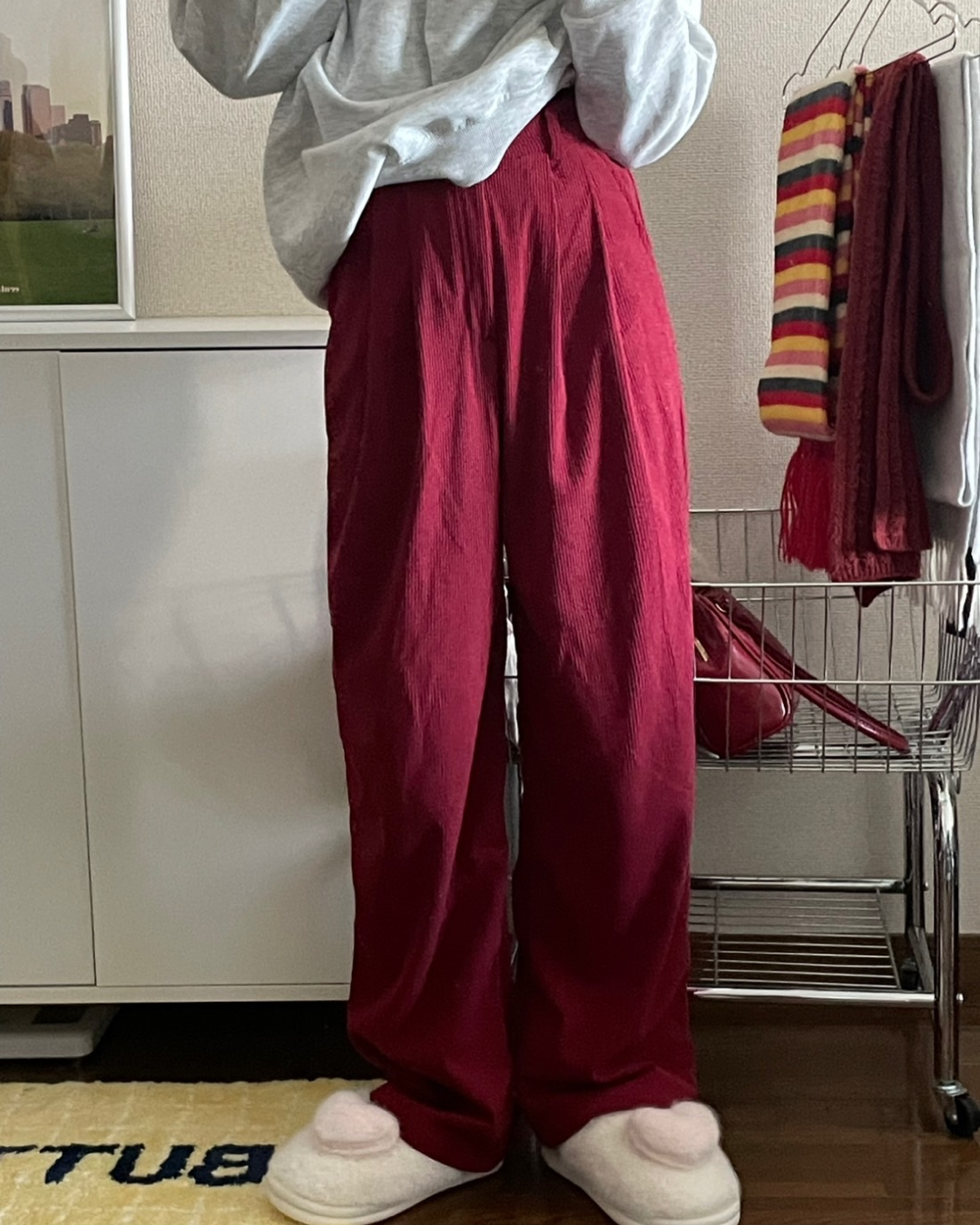 Colored wide casual pants I0043