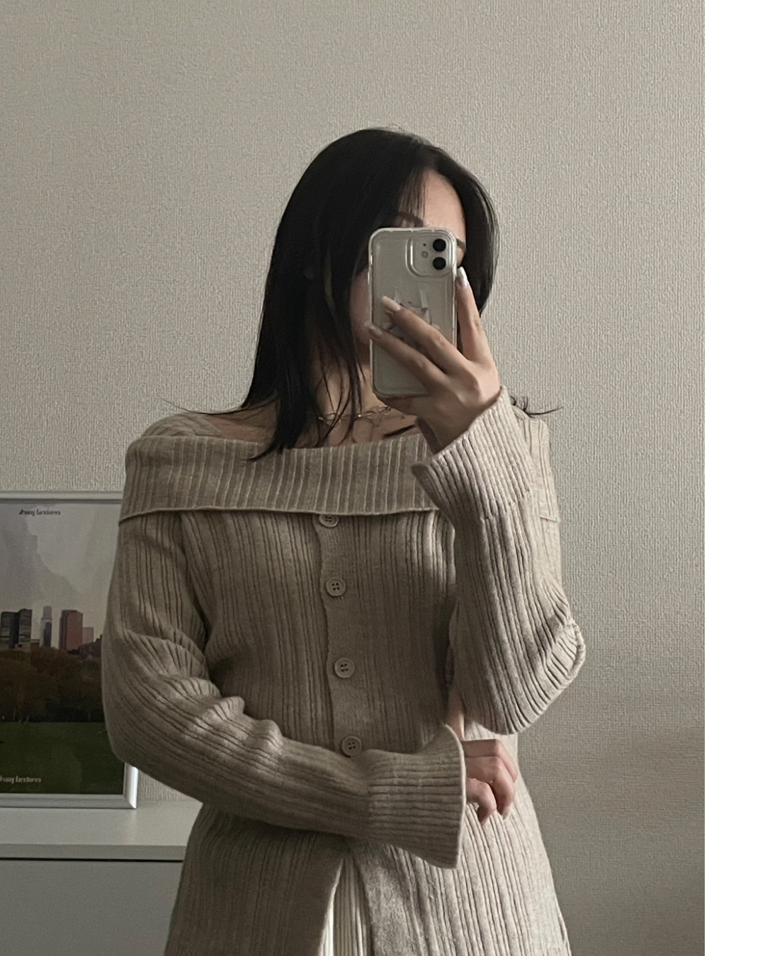 One-shoulder knit sweater I0051