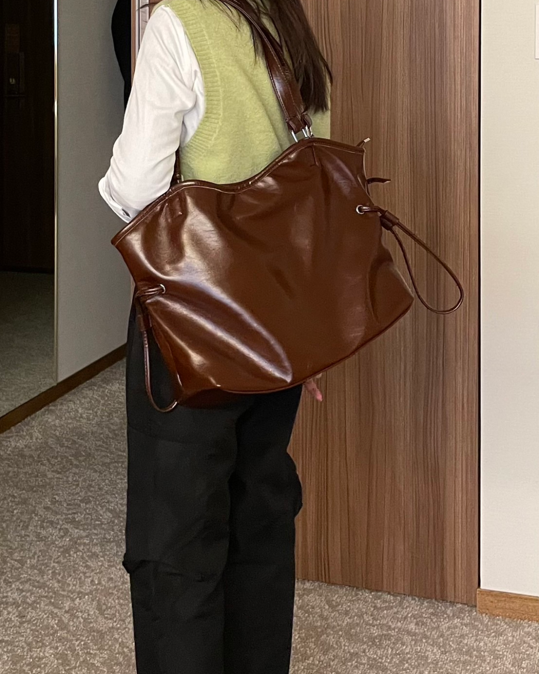 Leather tote bag I0077