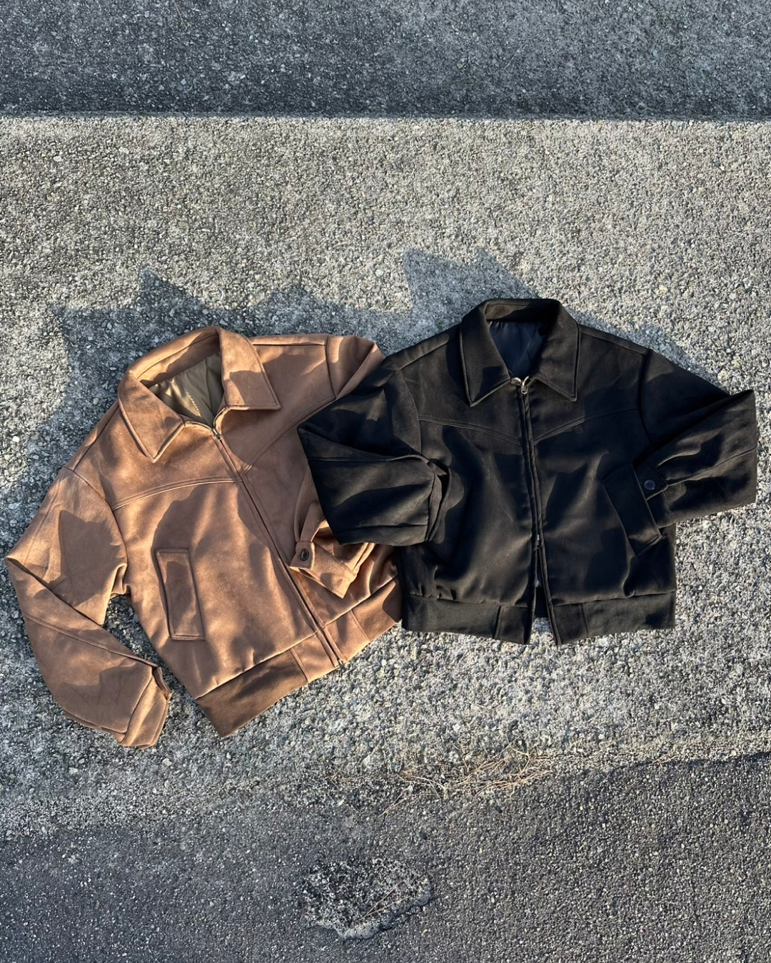 Brown short zip suede jacket IA0021