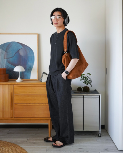 ストライプカーブシルエットタックデニムパンツ ID0020