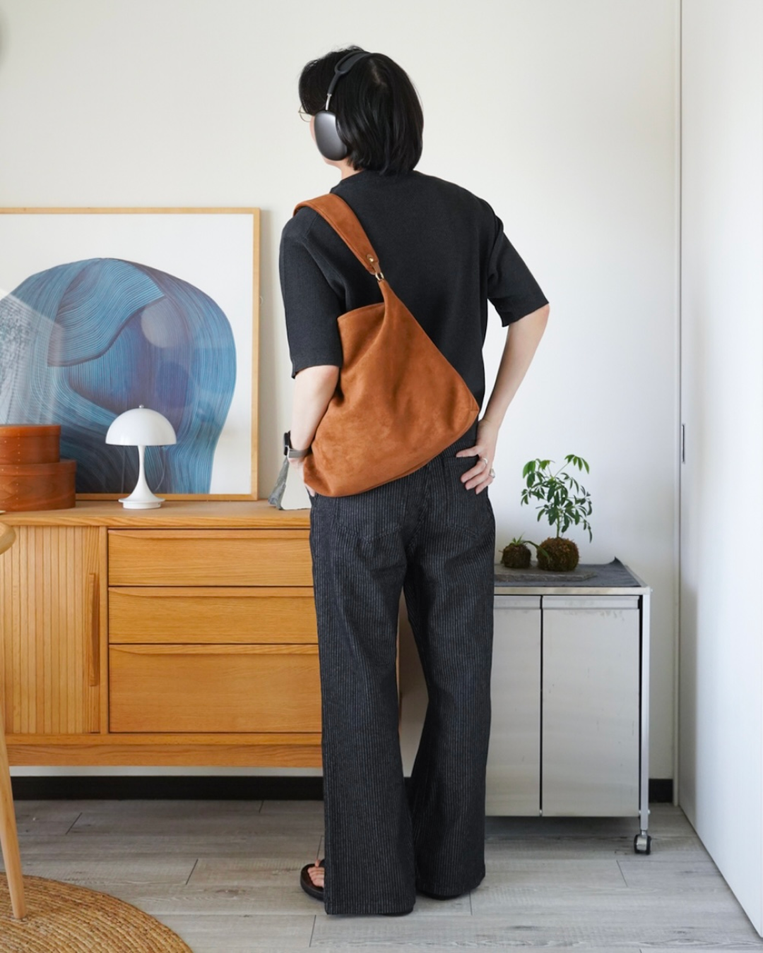 ストライプカーブシルエットタックデニムパンツ ID0020