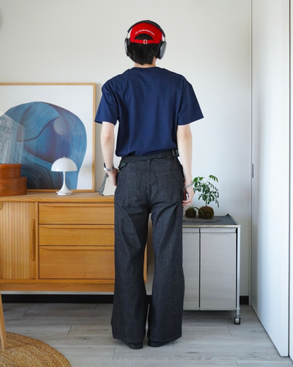 ストライプカーブシルエットタックデニムパンツ ID0020