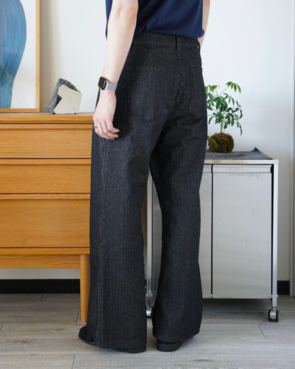 ストライプカーブシルエットタックデニムパンツ ID0020