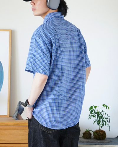ブルーチェック半袖シャツ
ID0022