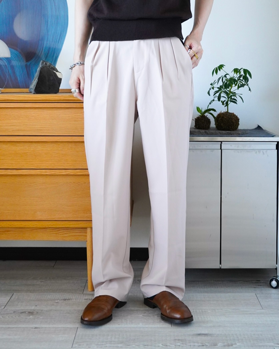 ダブルタックストレートスーツパンツ
ID0040